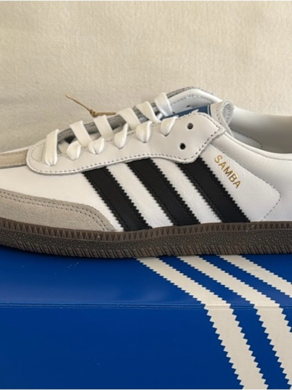 adidas Samba Sneakers in White, Black & Taupe - Picture 2 of 4